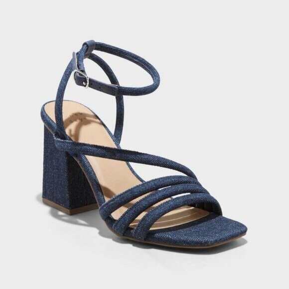 NEW A New Day - Women's High Heel Sandals - Blue Denim - Picture 1 of 10